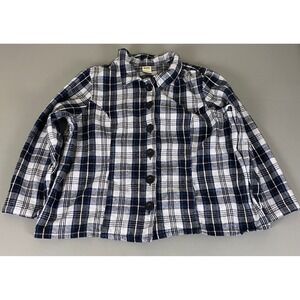 Blair Flannel‎ Shirt Women's 3XL Blue Plaid Button Up Shirt Long Sleeve Cotton